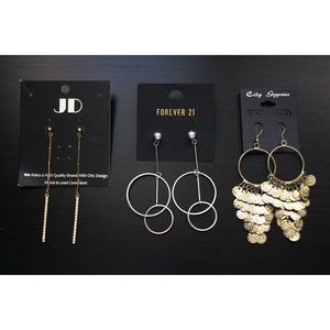 Forever 21 Hoops Lines Dangling Earrings 3 Bundles